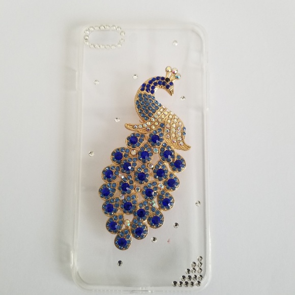 New Peacock Rhinestone Clear iPhone 8 Plus Case - Picture 2 of 5
